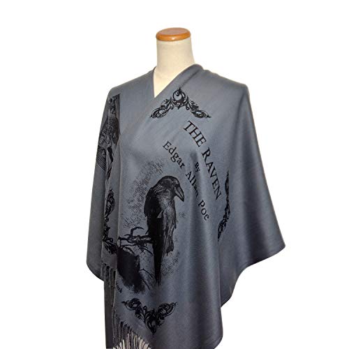 The Raven By Edgar Allan Poe Shawl Scarf Wrap (Bluish Gray) #TOP1