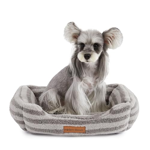 Image of Modern Threads Ultra Soft Plush Pet Bed for Small and Medium Dogs with Elegant Texture and Stylish Design, Removable Washable Cover, Charcoal, (24 inch L x 20 inch W x 8 inch Th)