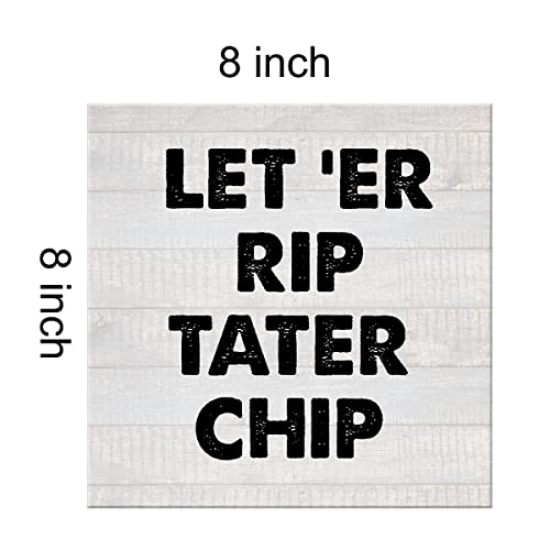 Country Let 'Er Rip Funny Restroom Canvas Prints Wall Art Decor Humor Bathroom Poster Painting Framed Artwork 8 X 8 Inch Home Shelf Wall Decoration Housewarming Gift #TOP1