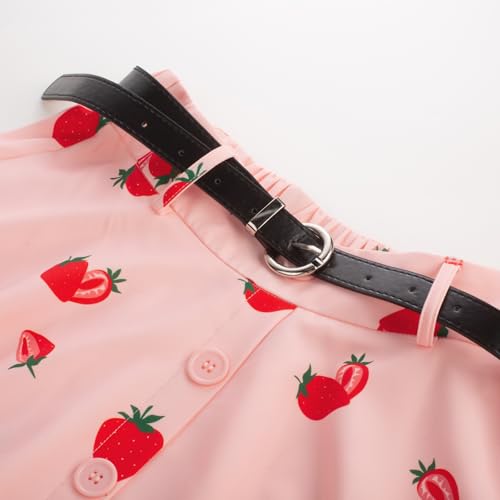 Belle Poque Women's Skirts Vintage High Waisted A-Line Midi Skirts with Pockets & Belts - Image 2