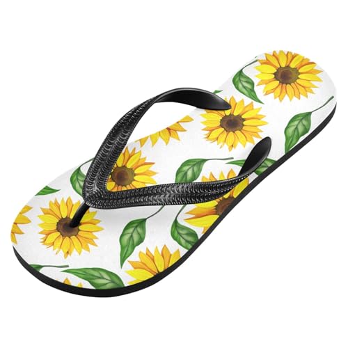 Leaf Sunflowers Yellow Flip Flops for Beach Thong Sandals Anti-slip Lightweight Beach Slippers for Indoor Outdoor House2
