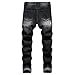 MXCVYCC Men's Black Ripped Jeans Slim fit Jeans For Men Distressed Straight Leg Men Jeans Regular fit Fashion jeans Designer Denim Pants(40, Black-Men jeans)