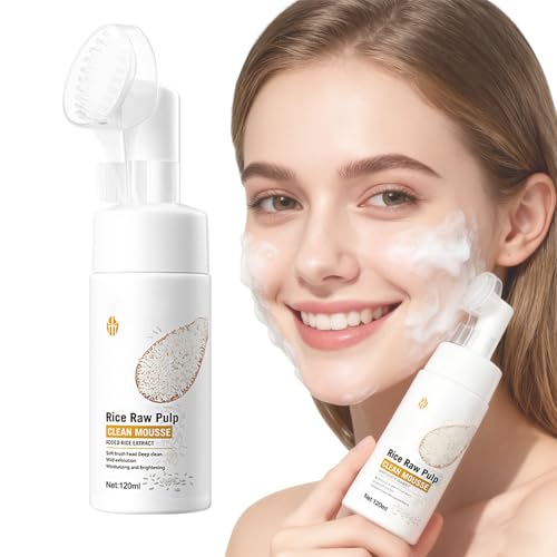 Virecose Limpiador Facial de Arroz 120ml, Limpiador Facial Espuma, Lavado de Cara Hidratante Natural para Todo Tipo de Pieles Cleanser