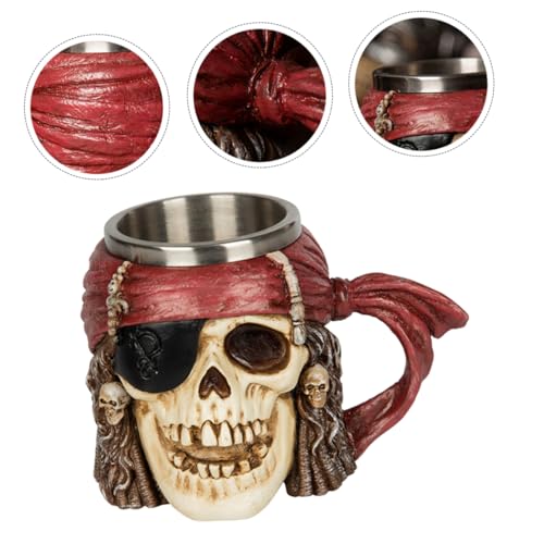 Gobelet crâne de pirate en résine pour whisky et café - Lot de 2 - 5