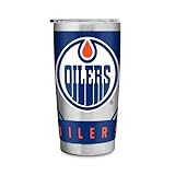 Rico Industries NHL Hockey Edmonton Oilers 20oz Stainless Steel Tumbler with Lid - Great For Coffee, Tea, Water or Cocktails