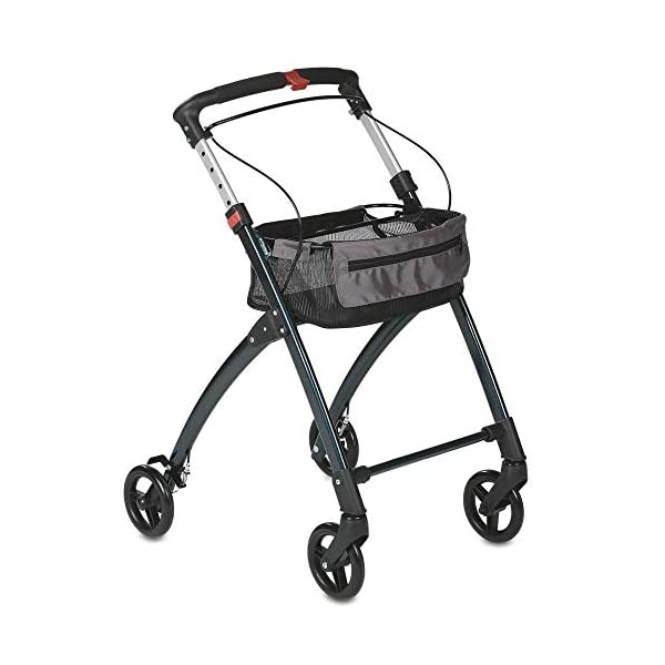 maxVitalis Wohnungsrollator faltbar und leicht, inkl. Tablett & Stoffkorb, Rollator schmal für die Wohnung, Indoor…