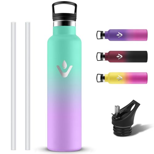 Grsta Borraccia Termica 1litro, Senza Perdite Borraccia Acciaio Inox, Bottiglia Termica Senza BPA, Riutilizzabile Borracce Termiche, Borraccie con Cannuccia per Ufficio, Scuola, Ciclismo