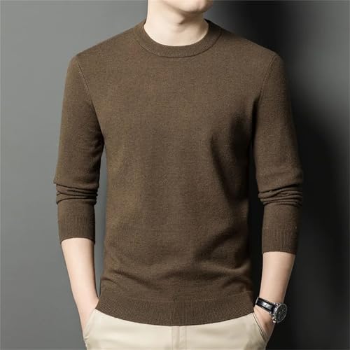 Style Pure Color Cotton Mens Sweater O Neck Fashion Knitted Basic Top Warming Bottom3