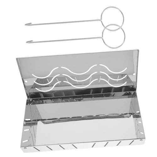 HAKIDZEL Scatola Fumatori Acciaio Inossidabile Per Bbq Box Per Affumicare e Pesce Con Coperchio Accessorio Per Grigliate Portatili e Cucina All Aperto Per Fumare Verdure e Altri Alimenti