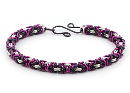 Weave Got Maille 3-Color Byzantine Chain Maille Bracelet Kit, Morgana, Purple/Amethyst/Light Grey/Silver