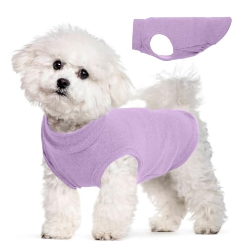 Image of Warm Fleece Dachshund Sweater for Winter Dog Walking, Purple, M | Soft Dachshund Clothes for Long-Body Dogs, Lightweight Pullover Vest for Autumn, Cold Weather with Freedom of Movement
