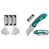 Green Utility Knife Heavy Duty Folding Box Cutter with 35 SK5 Quick Change Blades, Safety Axis Lock