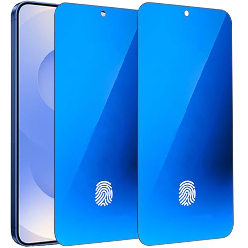 BWEDXEZ 2 Pack Anti-Blue Privacy Tempered Glass for Samsung Galaxy S25 Edge / S26 Plus Anti-Spy Screen Protector Film Electroplated Support Finger Unlock Blue 6.7 inch by BWEDXEZ - Used condition - US$7.65