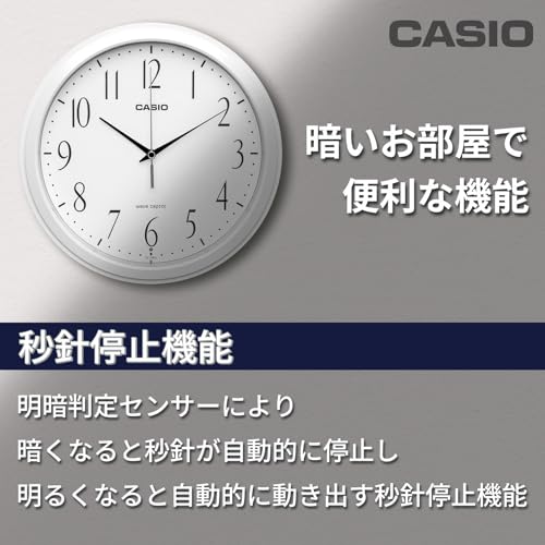 CASIO (カシオ) 掛け時計 電波 アナログ 夜間秒針停止 静音 直径 26.8cm 標準サイズ シンプル オフィス リビング 寝室 子供部屋 ギフト IQ-1080J-7JF [5]