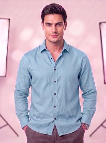 Image of Men's Cotton Blend Solid Casual Shirt Regular Fit Full Sleeve Shirt for Men Plain Formal & Casual Wear Collared Button Down Shirt