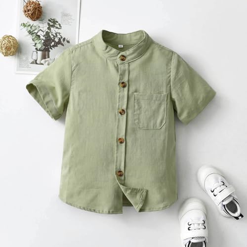 Boys Kids Plain Shirt Short Sleeve Button Down Shirts Toddlers Childrens Summer Casual Dress Shirts3