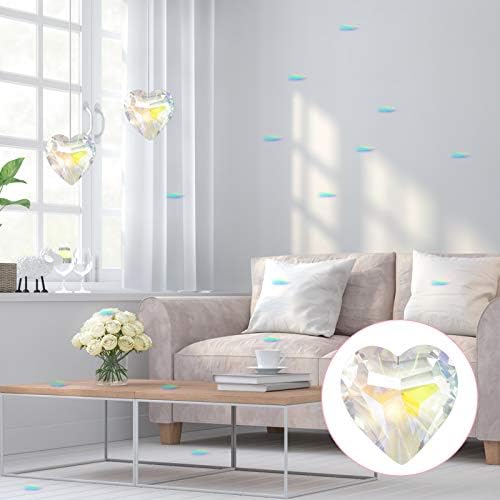 Jubaopen 3PCS Crystal Heart Prisms Suncatchers for Windows Glass Hearts for Hanging Glass Rainbow Suncatcher Pendant Glass Rainbow Crystal Suncatcher Heart for Window Garden Home Decoration