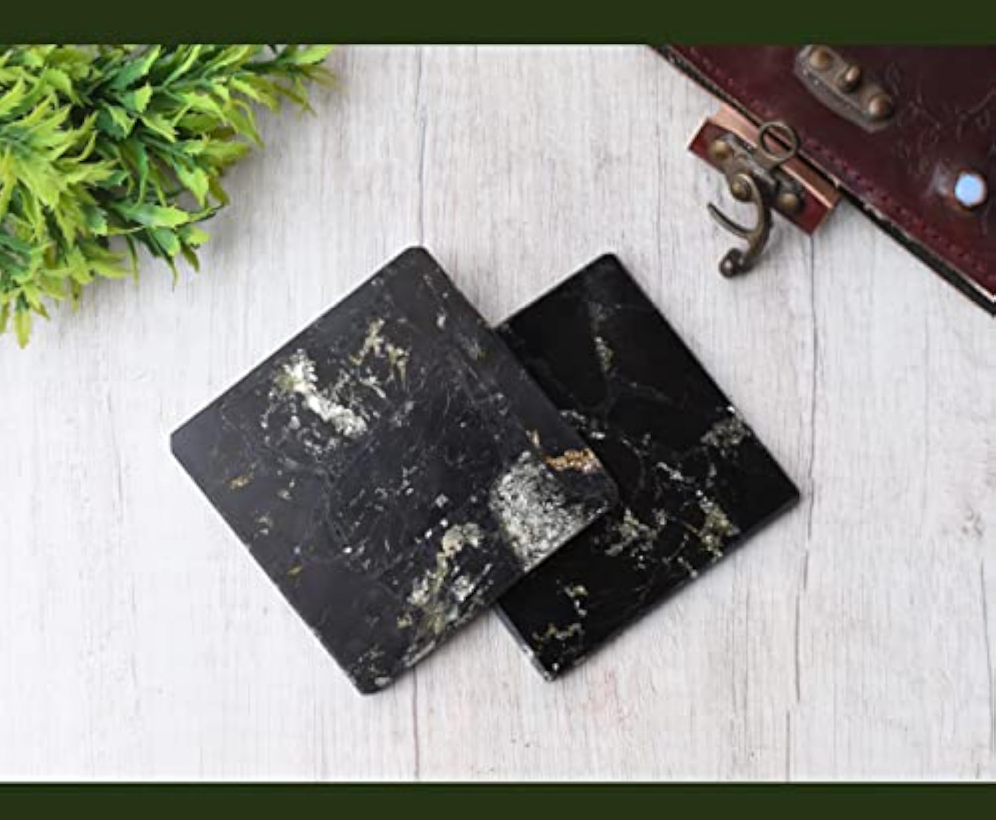 Tourmaline Crystal Stone Table Coasters Set for Mugs