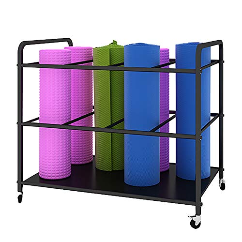 Support de tapis de yoga au sol à roulettes pour rangement métallique de studio