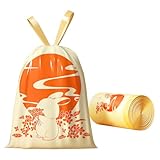 32 Count 4 Gallon Kitchen Trash Bags Drawstring，Small Plastic Garbage Bags scented Thick for Bathroom,Kitchen,Office,Car,3-4 Gal mini Trash Bags For Small Can,yellow(Thickened)