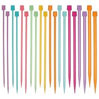 Coopay Knitting Needles Set - Short 25cm, Coloured for Children & Beginners, Lightweight for Arthritis Hands, Plastic
