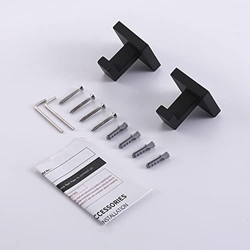KES Towel Hook for Bathroom Coat Hook Wall Mounted Robe Hook SUS 304 Stainless Steel Matt Black 2 Pack, A22560-BK-P2