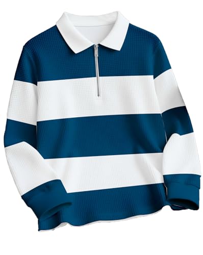 Image of Mens Stylish Half Zip Tshirt, Texture Striped Casual T-Shirt for Men, Formal Collared Neck Full Sleeves T-Shirt for Boys
