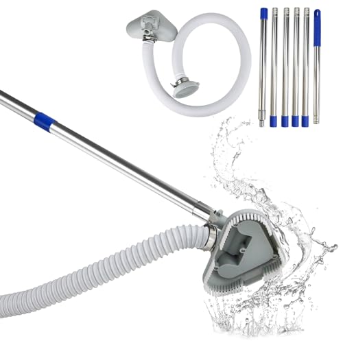 Pool Vacuum Cleaner with 98.43in Telescoping Pole Suction Head Expandable Hose 157.48in Sand and Gravel Removal (Grey)