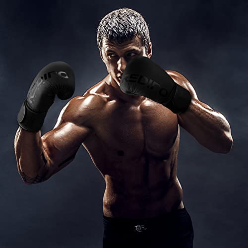 Redipo Boxing Gloves For Men & Women, Premium Leather Sparring Heavy Bag Training Gloves, Pro Punching Bag Gloves For Muay Thai, Kickboxing, Mma (Black, 10Oz) #TOP6