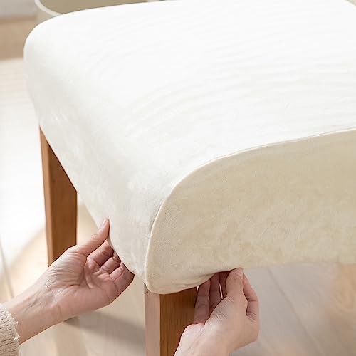 Image of HOKIPO Velvet Long Back Chair Covers Set of 1, Beige (AR-4760-BGE)