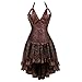 Produktbild Steampunk Corsage Bustier Damen Corsagenkleid Neckholder Leder Korsett Kleid Rock Gothic Dessous Übergrößen Halloween Burlesque Braun 2XL