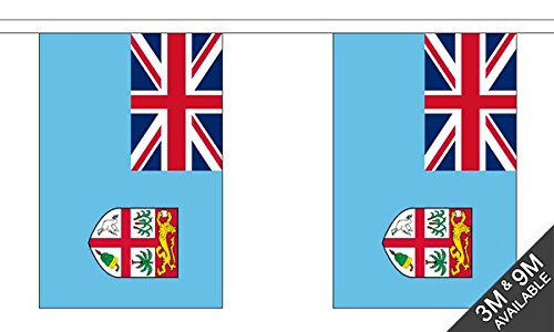Flagtex Fiji Fabric Bunting – 9m with 30 Flags – Fabric for Indoor & Outdoor Use – String Flags Banners Fijian Melanesia Pacific Island