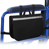 supregear Rollstuhl Seitentasche - Für Senioren und Erwachsene Multifunktionale Aufbewahrung Rollatoren Gehhilfen Elektrorollstühle Knie Scooter, Tragbare Reisetasche, Schwarz
