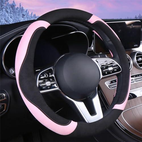 WJMZ Soft Suede Steering Wheel Cover Black with Pink 15 inch by WJMZ - Used condition - US$14.78