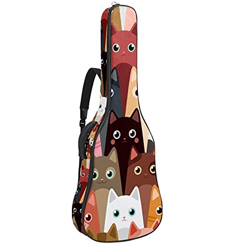 Housse guitare basse Hipster Cats souple contre les chocs avec boucle de suspension arrière