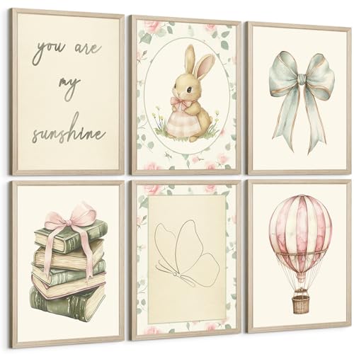 Vintage Nursery Wall Art Baby Girl Room Canvas Wall Decor