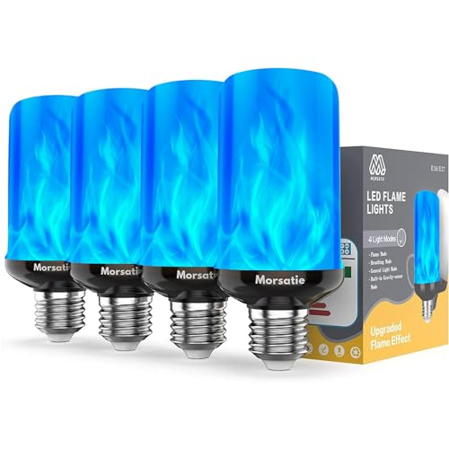Morsatie Flame Light Bulb Upside Down Effect for Halloween Decor, 4 Mode