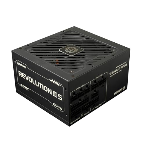 ENERMAX Revolution III S 1000W Black |80 Plus e Cybenetics Platinum |alimentatore completamente modulare ATX 3.1 | PCIe 5.1 12V-2x6 |ventola FDB da 120 mm semi-Fanless | 105°C jap. Caps |ERV1000P-AHP - Alimentatore - Immagine 1