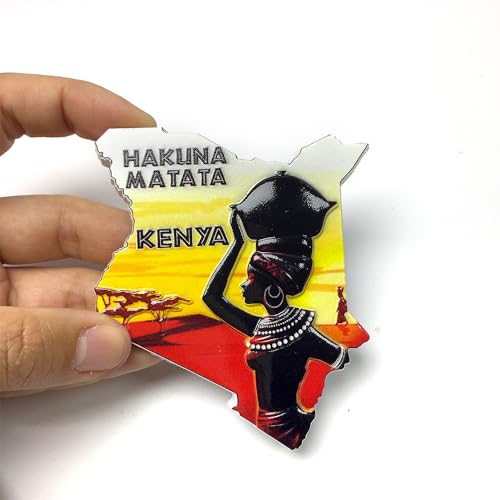 3D Resin Kenya (Africa) Fridge Magnet - Hand-Painted Kenyan Woman Carrying Water Pot
