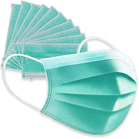 Protective Face Mask(50 pcs pack), Color: Green, Made in Taiwan, Disposable Face Mask, non-woven face mask, made of 3 Ply non-woven fabric Cover