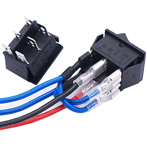mxuteuk 12V Wired Momentary Rocker Switch 6Pin DC DPDT Motor Polarity Reversing Switch Automatic Reset Switch 20A 3Position (ON)/OFF/(ON) Double Pole Double Throw Toggle Switch KCD2-223JT-X - Image 2