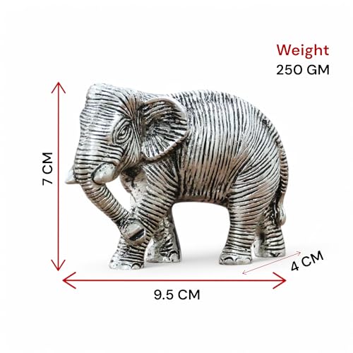 Image of KridayKraft Metal Decorative Silver Toned African Elephants Animal Figurine, Antique Finish, Home Decor
