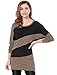 Allegra K Lady Batwing Sleeves Color Block Blouson Tunic M Light Coffee