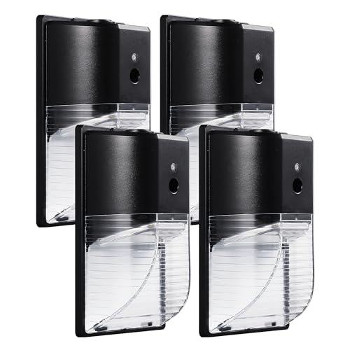 PARMIDA (4 Pack) Mini LED Wall Pack Light 26W Dusk to Dawn Photocell Sensor, 3000lm, 150W Equivalent, IP65 Waterproof, 5000K, ETL, 100-277VAC, Outdoor Wall-Mount Area Exterior Security Lighting, Black by Parmida LED Technologies - Used condition - US$47.43