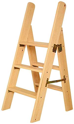Taburete de escalada para interiores de 3 peldaños y silla de madera