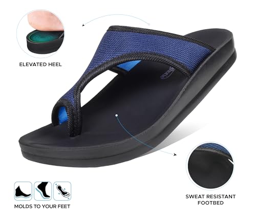 Image of AEROTHOTIC Comfortable Flip Flops for Women with Arch Support Soft Padded Mesh Straps with Breathable Footbed Slip On Footwear Indoor Outdoor Travel Beach walking Sandals Women