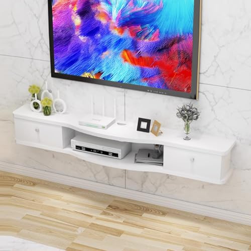Meuble TV suspendu salon mural flottant avec rangement ouvert moderne