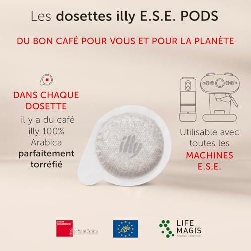 illy E.S.E. Coffee - Single-Serve Coffee Capsules & Pods &ndash; Classico Decaf Roast - Notes Of Caramel, Orange Blossom & Jasmine - For E.S.E Coffee Machines - Extraordinary Aroma & Body &ndash; 18 Count