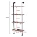 MyGift 4-Tier Brown Wood & Industrial Style Metal Pipe Wall-Mounted 26-Inch Wide Shelves/Bookcase Utility Storage Rack
