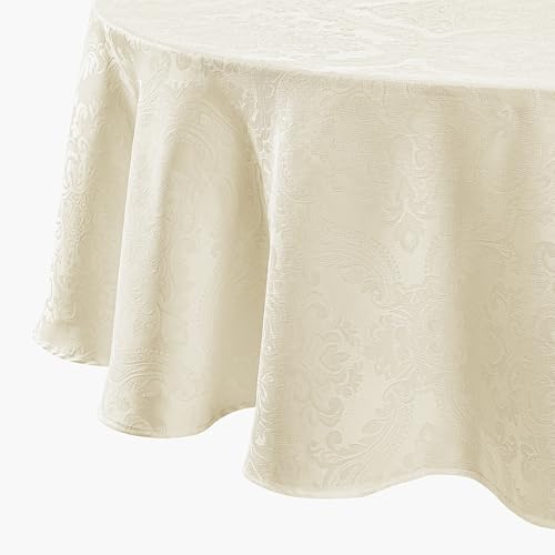 Elrene Nappe damassée Ovale en Polyester, Ivoire, 152,4 x 213,4 cm